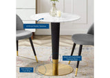 EEI-5121-GLD-WHI Zinque 28" Artificial Marble Dining Table By Modway