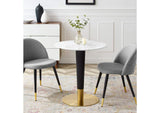 EEI-5121-GLD-WHI Zinque 28" Artificial Marble Dining Table By Modway