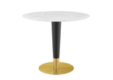 EEI-5122-GLD-WHI Zinque 36" Artificial Marble Dining Table By Modway