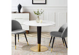 EEI-5122-GLD-WHI Zinque 36" Artificial Marble Dining Table By Modway