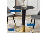 EEI-5131-GLD-BLK Zinque 28" Artificial Marble Dining Table By Modway