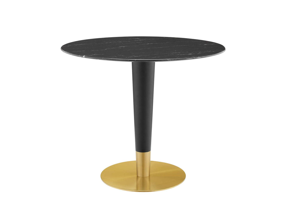 EEI-5132-GLD-BLK Zinque 36" Artificial Marble Dining Table By Modway