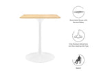 EEI-5162-WHI-NAT Lippa 24" Square Wood Dining Table By Modway