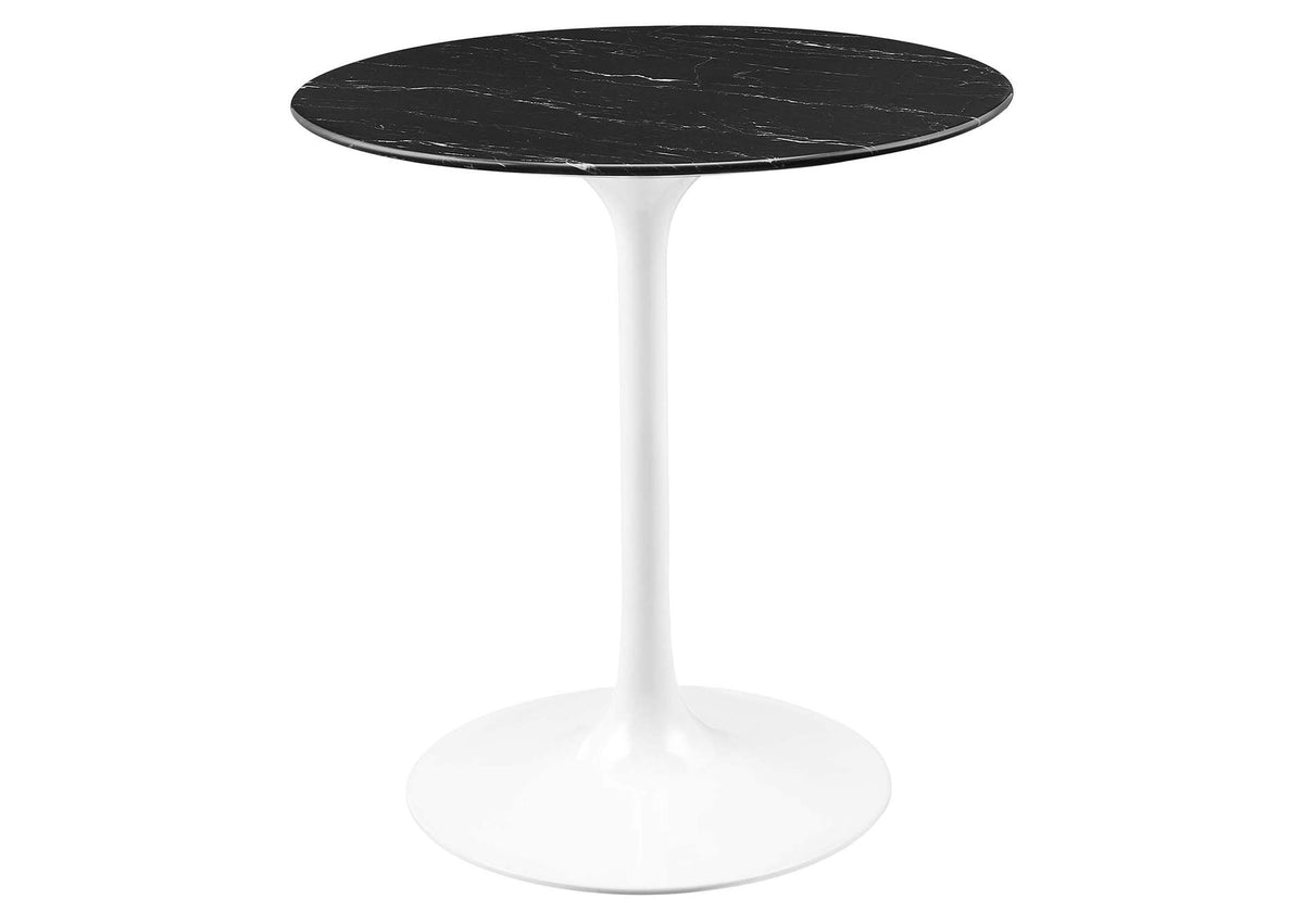 EEI-5167-WHI-BLK Lippa 28" Round Faux Marble Dining Table By Modway