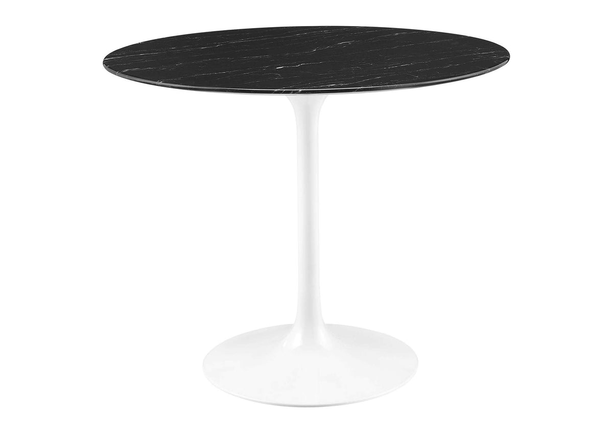 EEI-5168-WHI-BLK Lippa 36" Round Faux Marble Dining Table By Modway