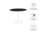 EEI-5168-WHI-BLK Lippa 36" Round Faux Marble Dining Table By Modway
