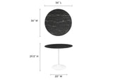 EEI-5168-WHI-BLK Lippa 36" Round Faux Marble Dining Table By Modway