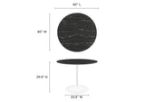 EEI-5181-WHI-BLK Lippa 40" Round Faux Marble Dining Table By Modway