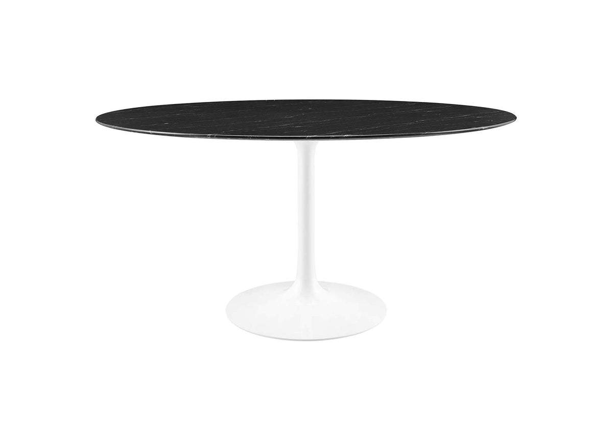EEI-5184-WHI-BLK Lippa 60" Round Faux Marble Dining Table By Modway