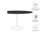 EEI-5185-WHI-BLK Lippa 54" Oval Faux Marble Dining Table By Modway