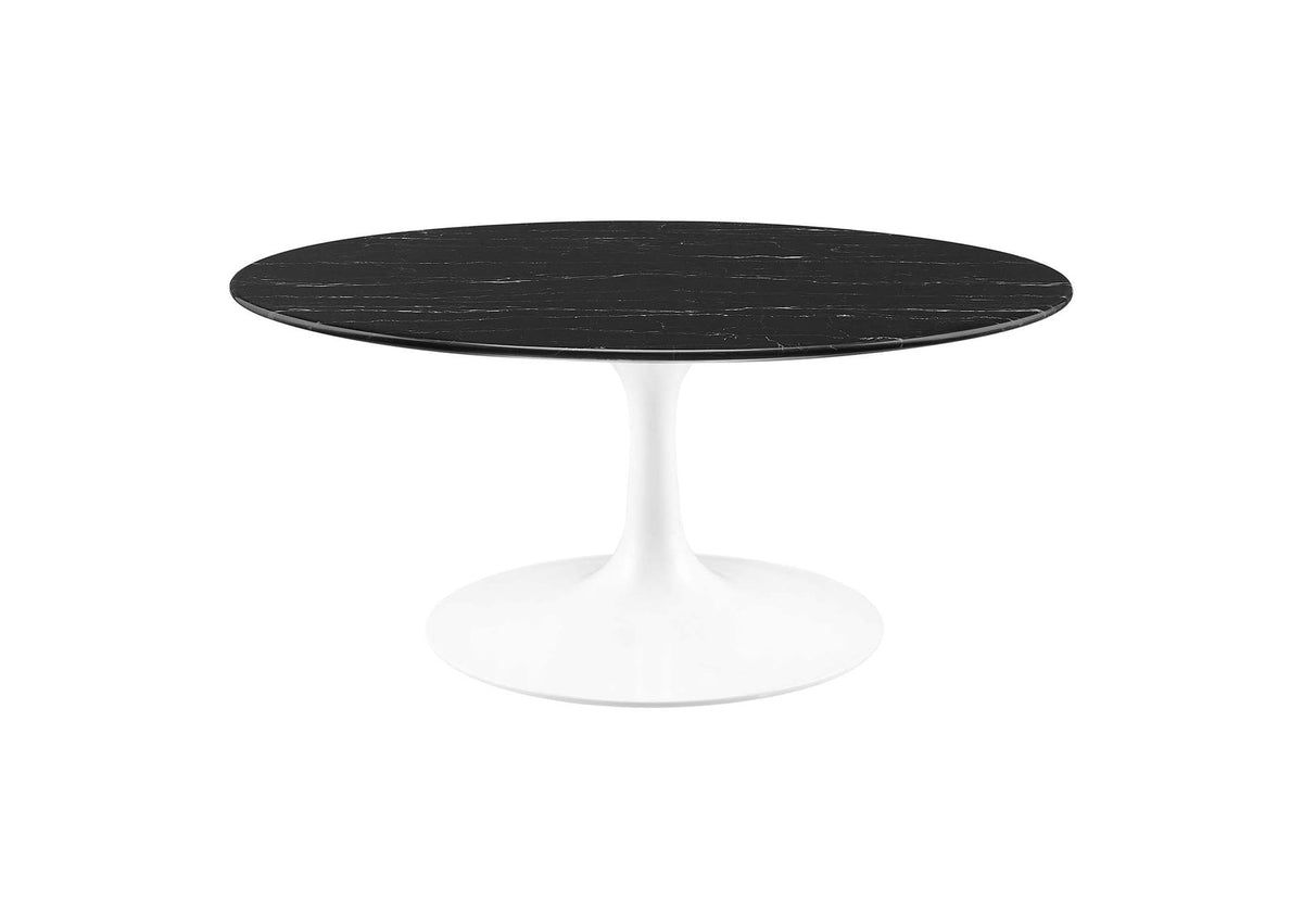 EEI-5191-WHI-BLK Lippa 36" Round Faux Marble Coffee Table By Modway