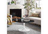 EEI-5191-WHI-BLK Lippa 36" Round Faux Marble Coffee Table By Modway