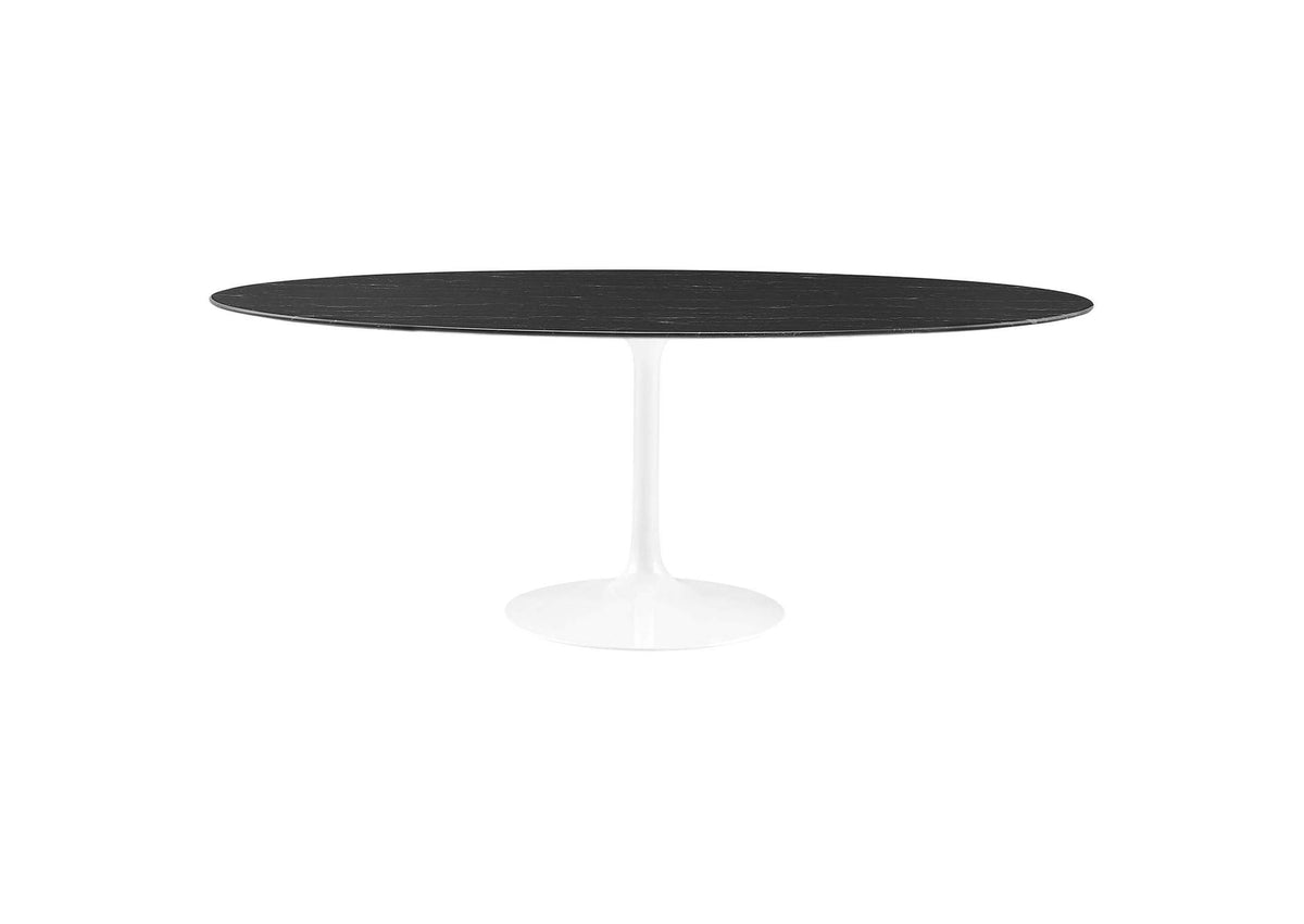 EEI-5198-WHI-BLK Lippa 78" Oval Faux Marble Dining Table By Modway