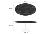 EEI-5198-WHI-BLK Lippa 78" Oval Faux Marble Dining Table By Modway