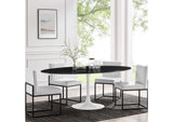 EEI-5198-WHI-BLK Lippa 78" Oval Faux Marble Dining Table By Modway