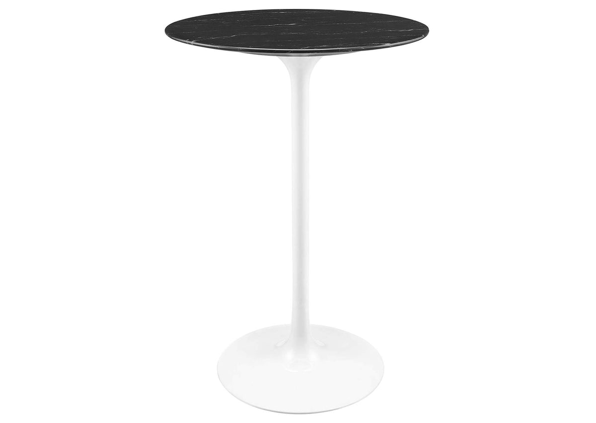 EEI-5203-WHI-BLK Lippa 28" Round Faux Marble Bar Table By Modway