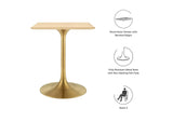 EEI-5219-GLD-NAT Lippa 24" Square Wood Dining Table By Modway