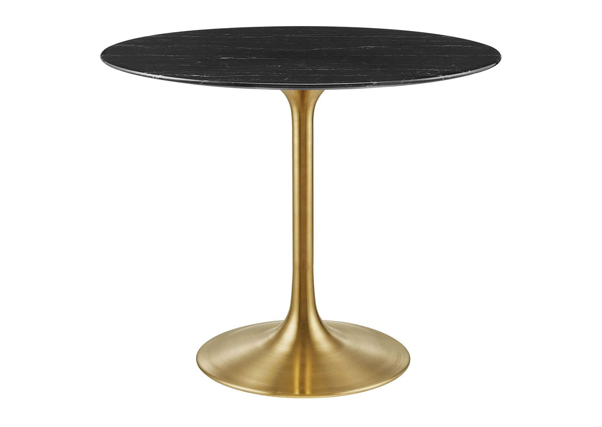 EEI-5225-GLD-BLK Lippa 36" Round Faux Marble Dining Table By Modway