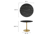 EEI-5225-GLD-BLK Lippa 36" Round Faux Marble Dining Table By Modway