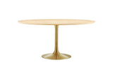 EEI-5233-GLD-NAT Lippa 60" Round Wood Dining Table By Modway