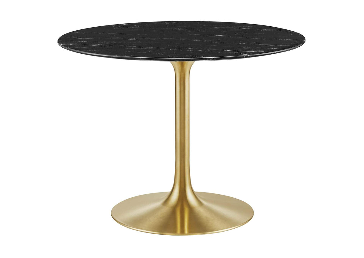 EEI-5238-GLD-BLK Lippa 40" Round Faux Marble Dining Table By Modway