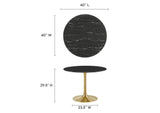 EEI-5238-GLD-BLK Lippa 40" Round Faux Marble Dining Table By Modway