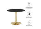 EEI-5238-GLD-BLK Lippa 40" Round Faux Marble Dining Table By Modway