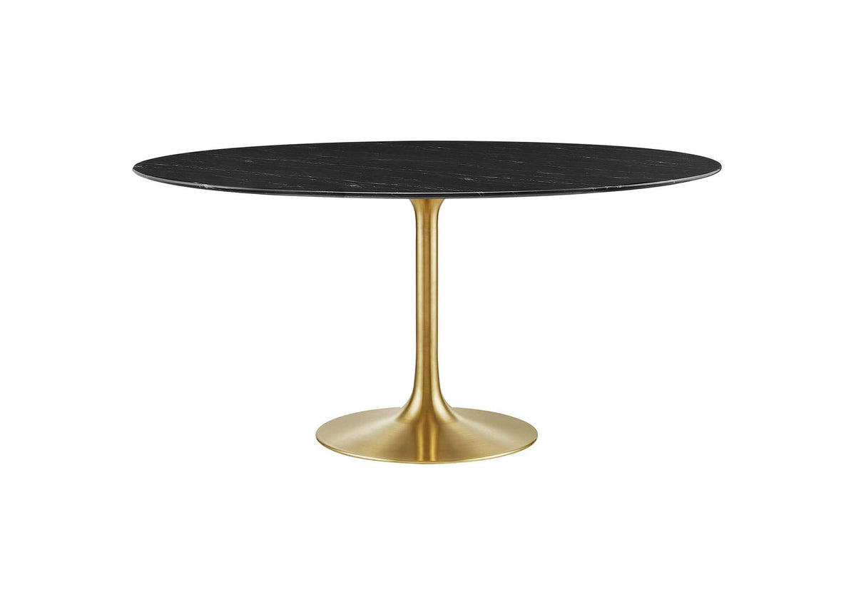 EEI-5241-GLD-BLK Lippa 60" Round Faux Marble Dining Table By Modway