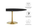 EEI-5241-GLD-BLK Lippa 60" Round Faux Marble Dining Table By Modway
