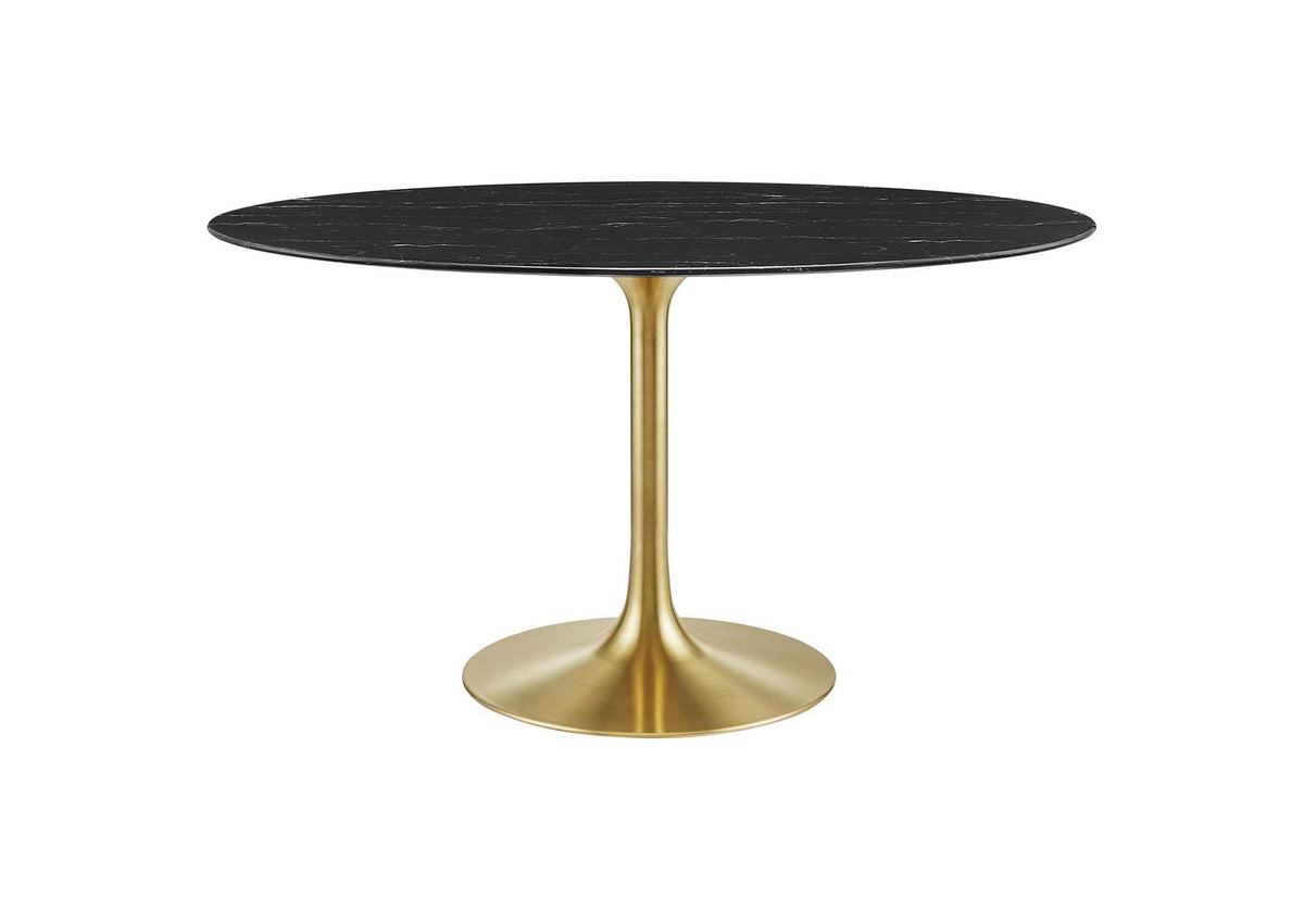 EEI-5242-GLD-BLK Lippa 54" Oval Faux Marble Dining Table By Modway