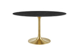 EEI-5242-GLD-BLK Lippa 54" Oval Faux Marble Dining Table By Modway