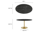 EEI-5242-GLD-BLK Lippa 54" Oval Faux Marble Dining Table By Modway