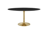 EEI-5243-GLD-BLK Lippa 60" Oval Faux Marble Dining Table By Modway