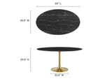 EEI-5243-GLD-BLK Lippa 60" Oval Faux Marble Dining Table By Modway