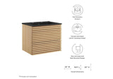 EEI-5364-OAK-BLK Render 24" Wall-Mount Bathroom Vanity By Modway