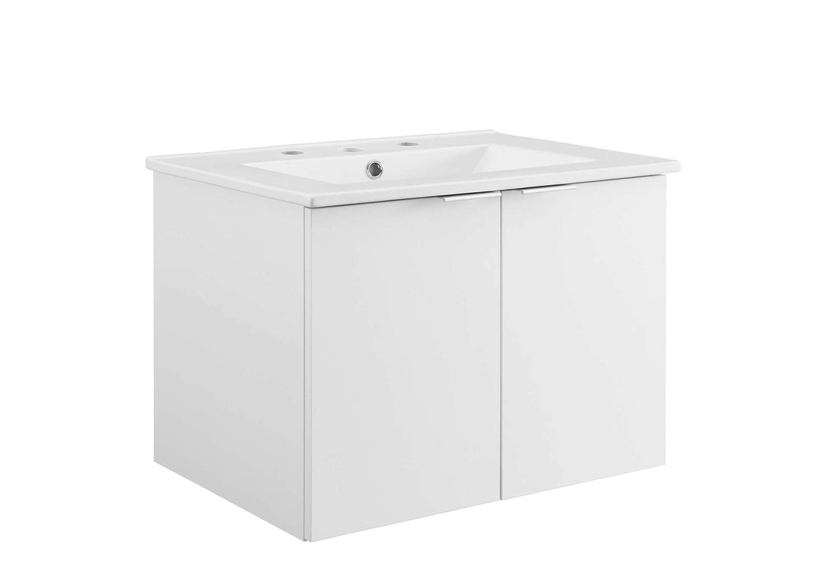 EEI-5379-WHI-WHI Maybelle 24" Wall-Mount Bathroom Vanity By Modway