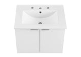 EEI-5379-WHI-WHI Maybelle 24" Wall-Mount Bathroom Vanity By Modway