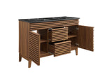 EEI-5381-WAL-BLK Render 48" Double Sink Bathroom Vanity By Modway