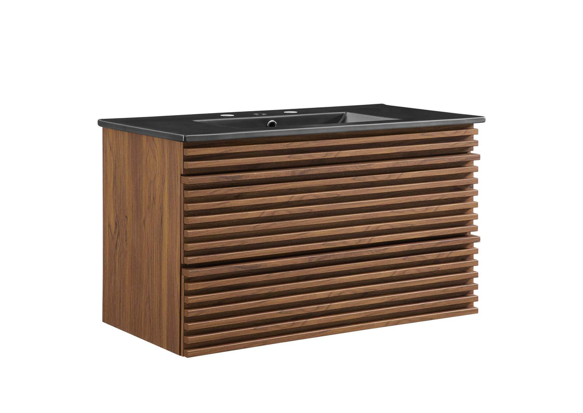 EEI-5395-WAL-BLK Render 36" Wall-Mount Bathroom Vanity By Modway