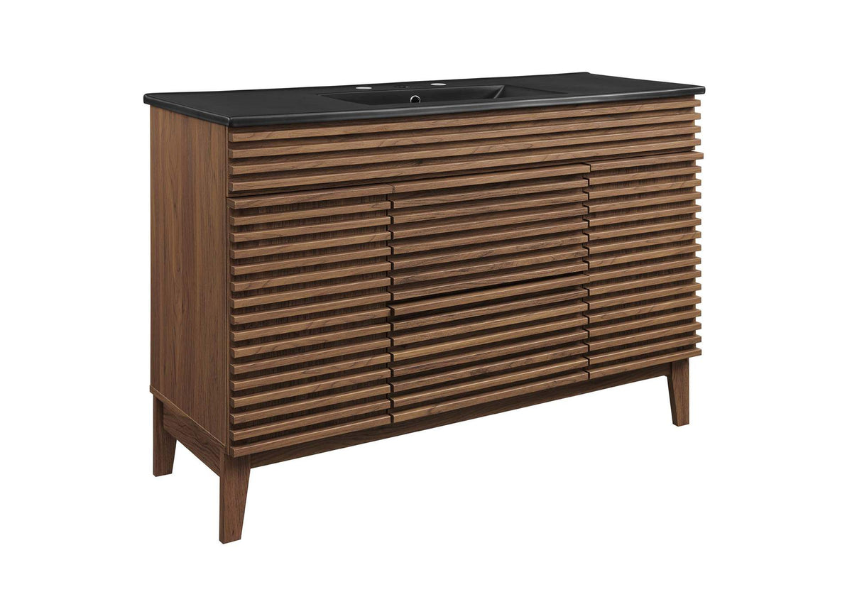 EEI-5398-WAL-BLK Render 48" Single Sink Bathroom Vanity By Modway