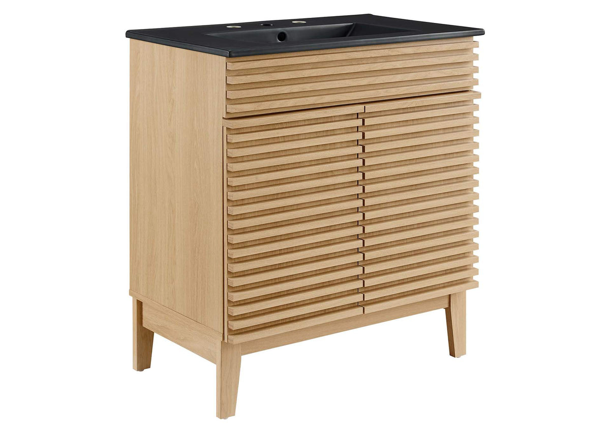 EEI-5418-OAK-BLK Render 30" Bathroom Vanity By Modway
