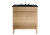 EEI-5418-OAK-BLK Render 30" Bathroom Vanity By Modway