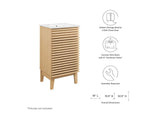 EEI-5420-OAK-WHI Render 18" Bathroom Vanity Cabinet By Modway