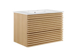 EEI-5421-OAK-WHI Render 30" Wall-Mount Bathroom Vanity By Modway