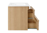 EEI-5421-OAK-WHI Render 30" Wall-Mount Bathroom Vanity By Modway