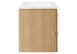 EEI-5421-OAK-WHI Render 30" Wall-Mount Bathroom Vanity By Modway