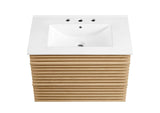 EEI-5421-OAK-WHI Render 30" Wall-Mount Bathroom Vanity By Modway