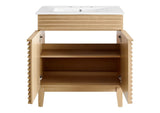 EEI-5422-OAK-WHI Render 30" Bathroom Vanity Cabinet By Modway