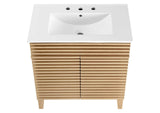 EEI-5422-OAK-WHI Render 30" Bathroom Vanity Cabinet By Modway