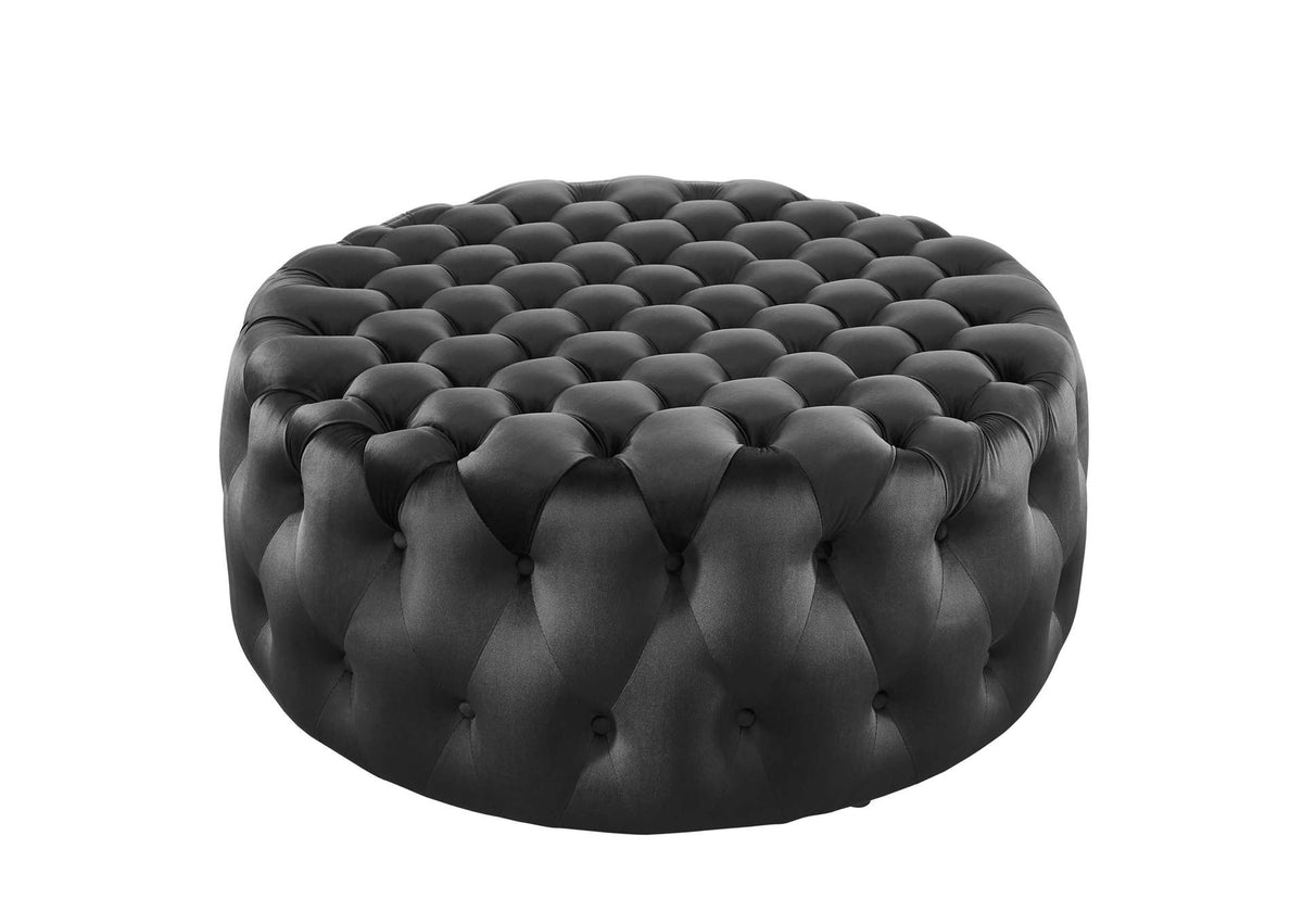 EEI-5469-BLK Amour Tufted Button Large Round Performance Velvet Ottoman By Modway